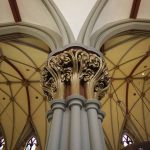 St. Brigid's Roman Catholic Church, New York City, NY: delicate painted plaster column and domed ceiling